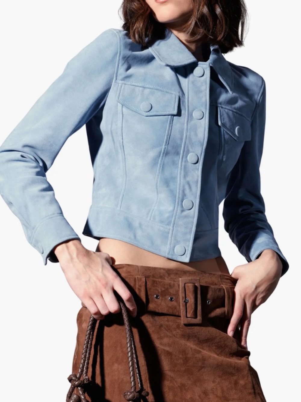 Walter Baker Kacey Suede Jacket Women's Baby Blue NWT $898 Sz Large - Picture 8 of 15